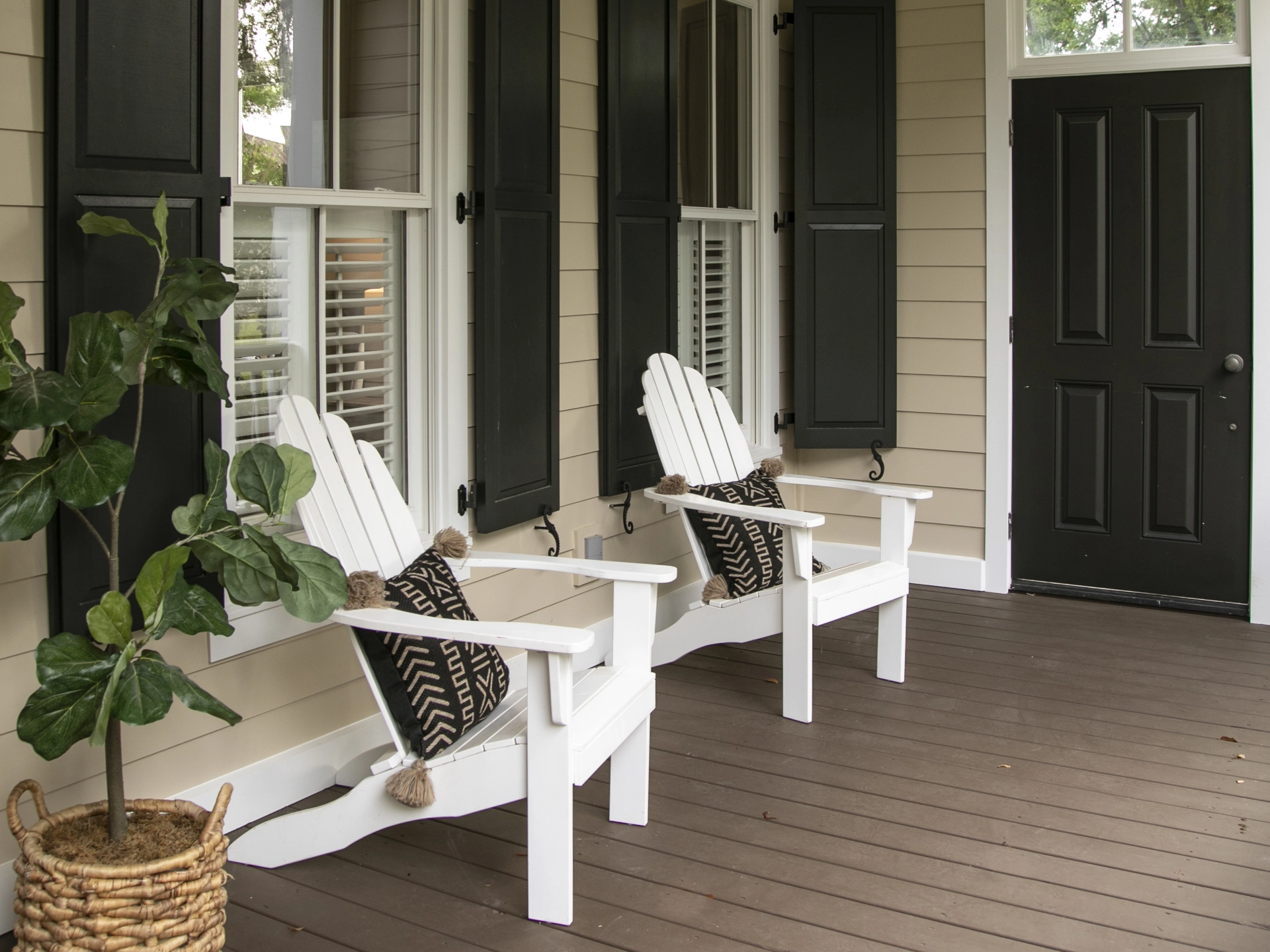 Charleston Style Porch With Chairs and Entry Doors