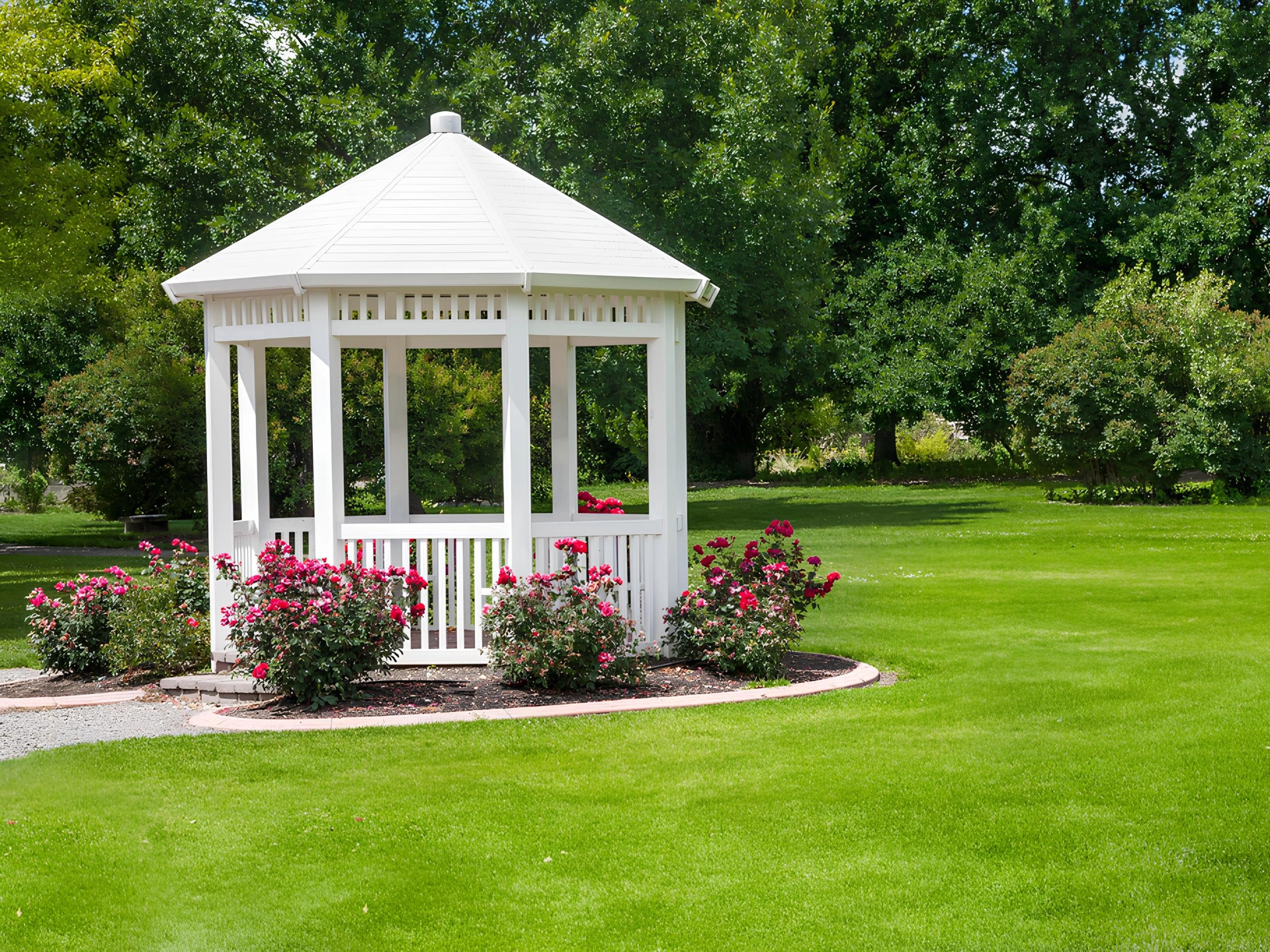 White Gazebo In the middle of a park